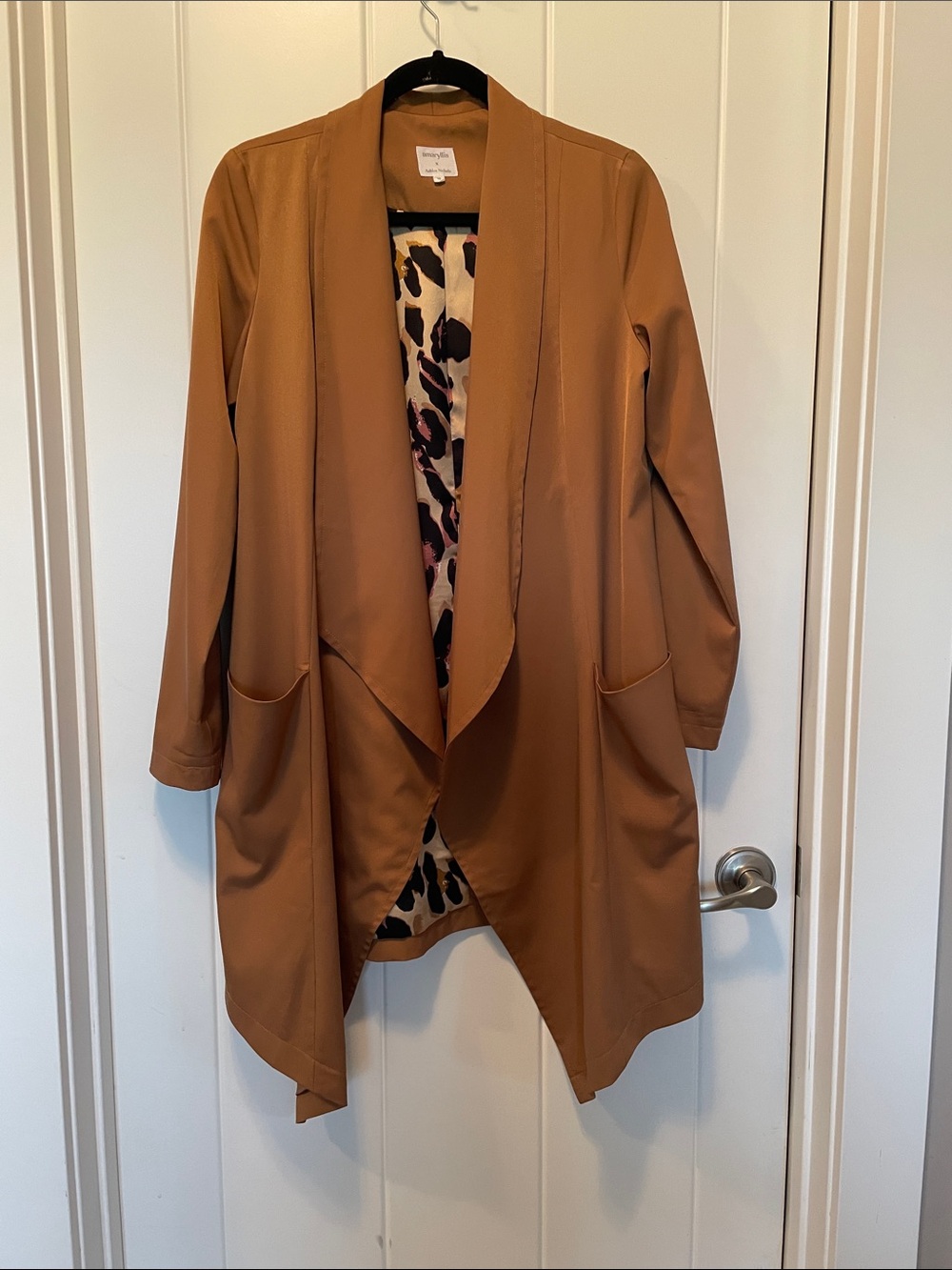 Amaryllis Open-Front Trench Coat in Camel Brown